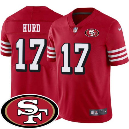 49ers #17 Jalen Hurd SF Patch Jersey -Red2