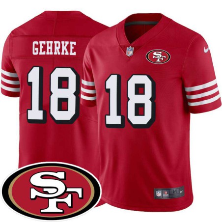 49ers #18 Fred Gehrke SF Patch Jersey -Red2