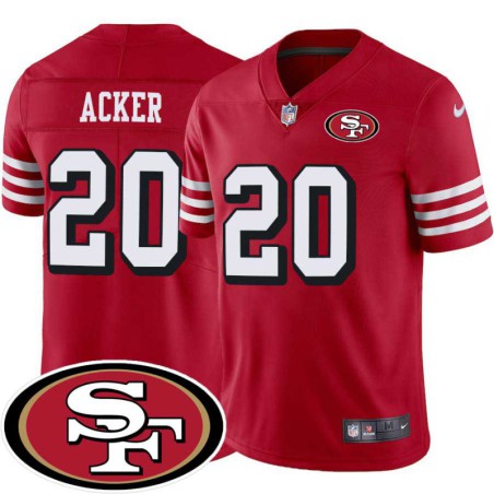 49ers #20 Kenneth Acker SF Patch Jersey -Red2