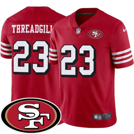 49ers #23 Bruce Threadgill SF Patch Jersey -Red2