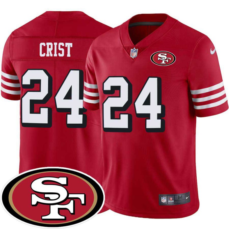 49ers #24 Chuck Crist SF Patch Jersey -Red2