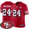 49ers #24 Shaun Draughn SF Patch Jersey -Red2