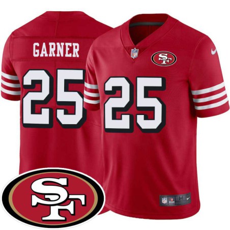 49ers #25 Charlie Garner SF Patch Jersey -Red2