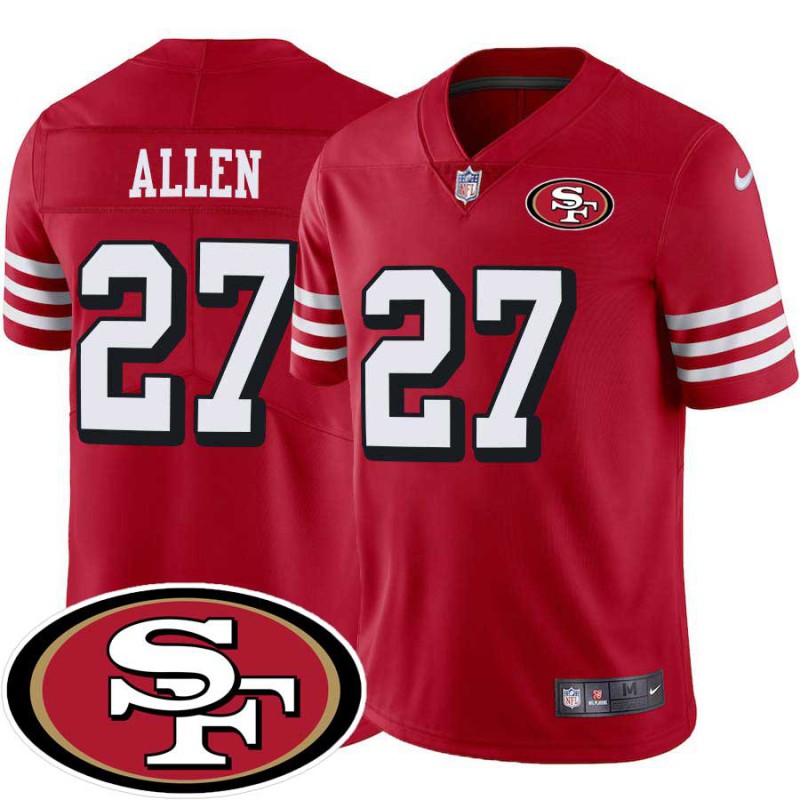 49ers #27 Nate Allen SF Patch Jersey -Red2