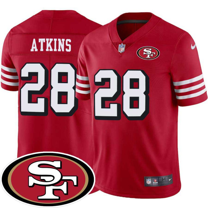 49ers #28 Dave Atkins SF Patch Jersey -Red2