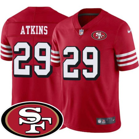 49ers #29 Billy Atkins SF Patch Jersey -Red2