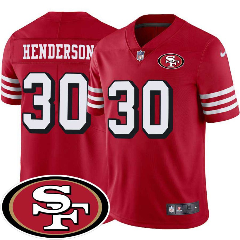 49ers #30 Keith Henderson SF Patch Jersey -Red2