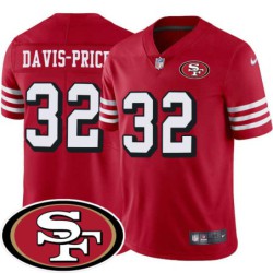 49ers #32 Tyrion Davis-Price SF Patch Jersey -Red2