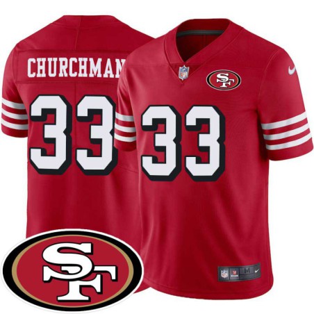 49ers #33 Ricky Churchman SF Patch Jersey -Red2