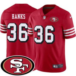 49ers #36 Merton Hanks SF Patch Jersey -Red2