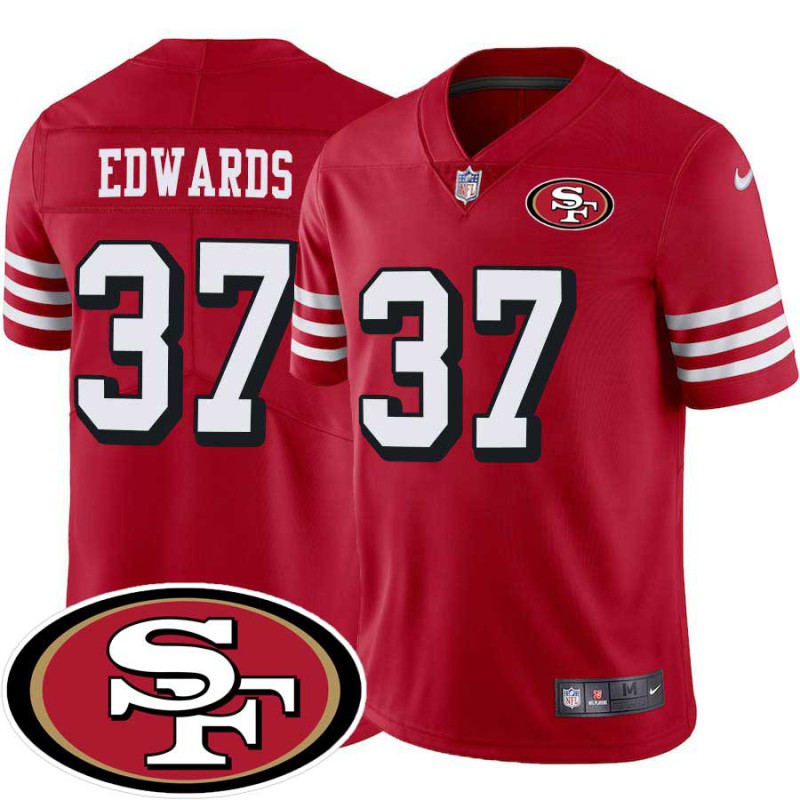 49ers #37 Chris Edwards SF Patch Jersey -Red2