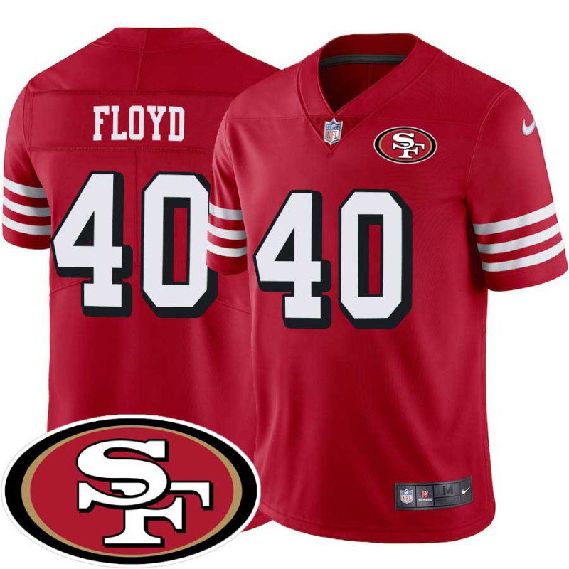 49ers #40 William Floyd SF Patch Jersey -Red2