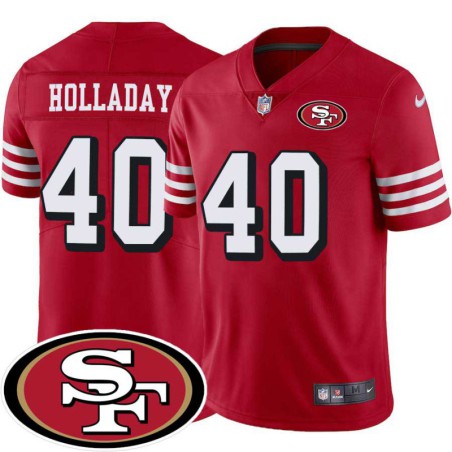 49ers #40 Bob Holladay SF Patch Jersey -Red2