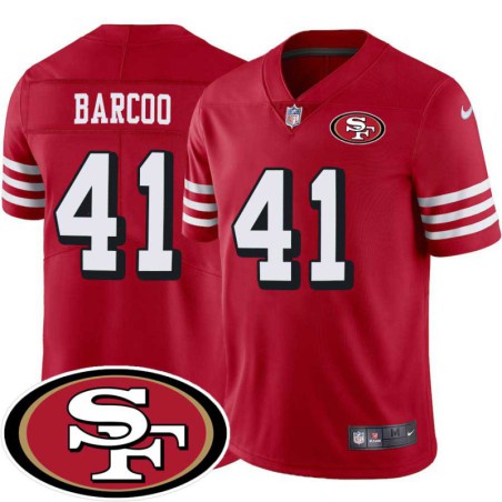 49ers #41 Luq Barcoo SF Patch Jersey -Red2