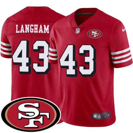 49ers #43 Antonio Langham SF Patch Jersey -Red2