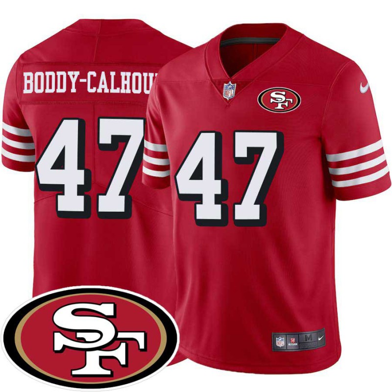 49ers #47 Briean Boddy-Calhoun SF Patch Jersey -Red2