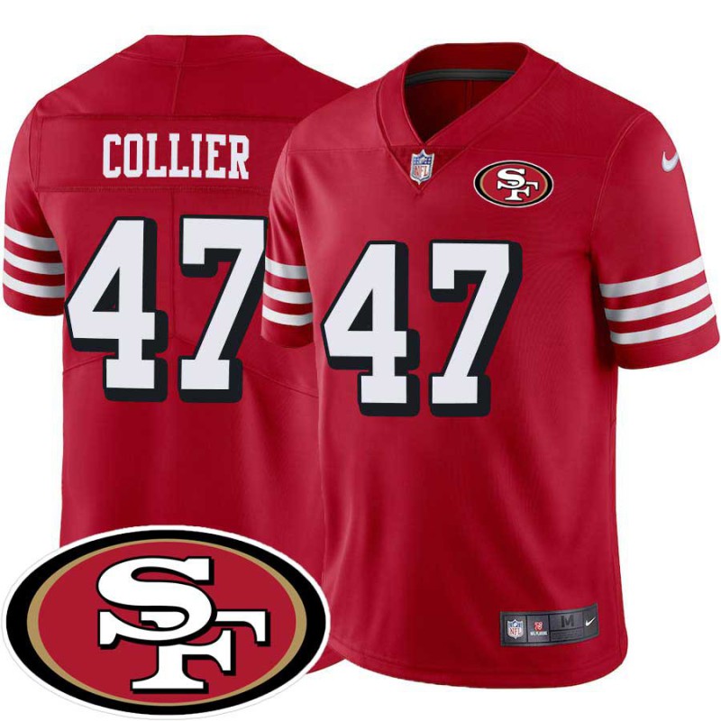 49ers #47 Tim Collier SF Patch Jersey -Red2