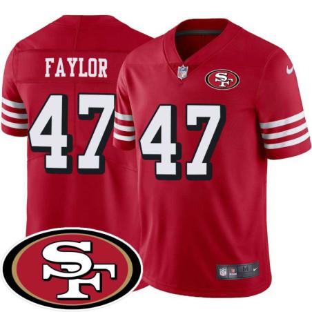 49ers #47 John Faylor SF Patch Jersey -Red2