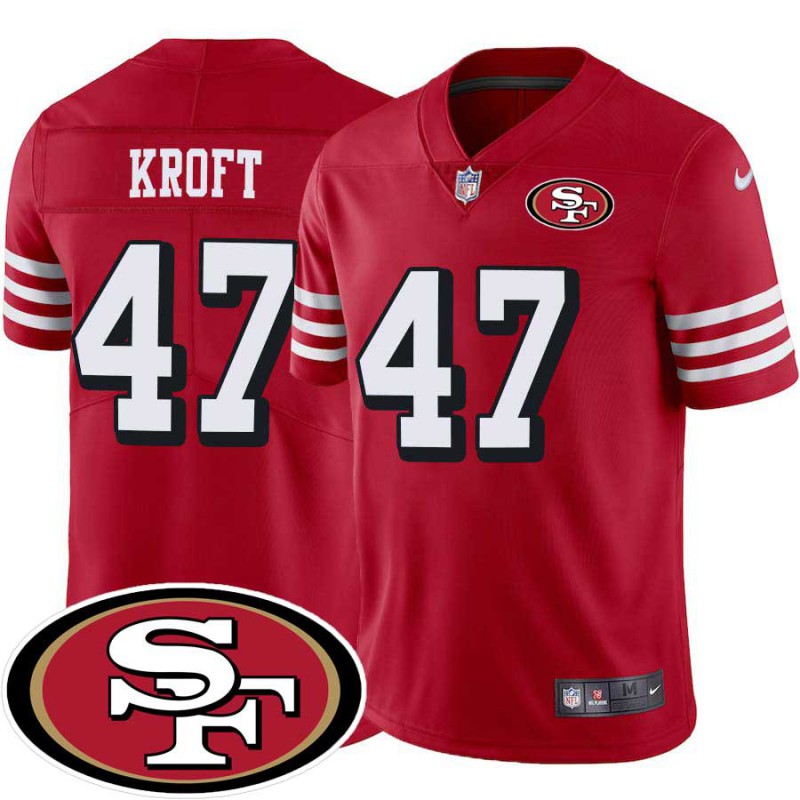 49ers #47 Tyler Kroft SF Patch Jersey -Red2