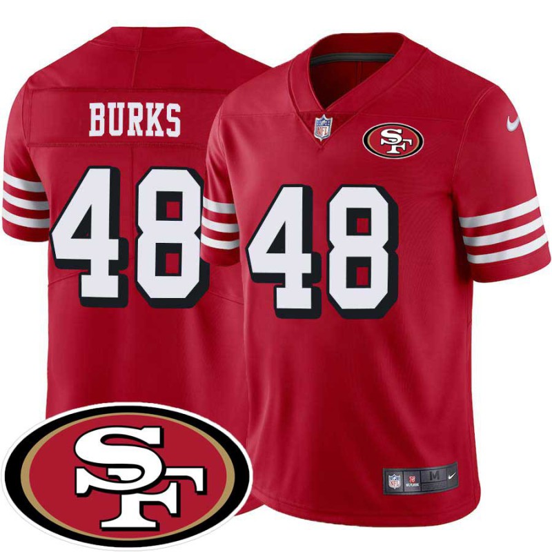 49ers #48 Oren Burks SF Patch Jersey -Red2