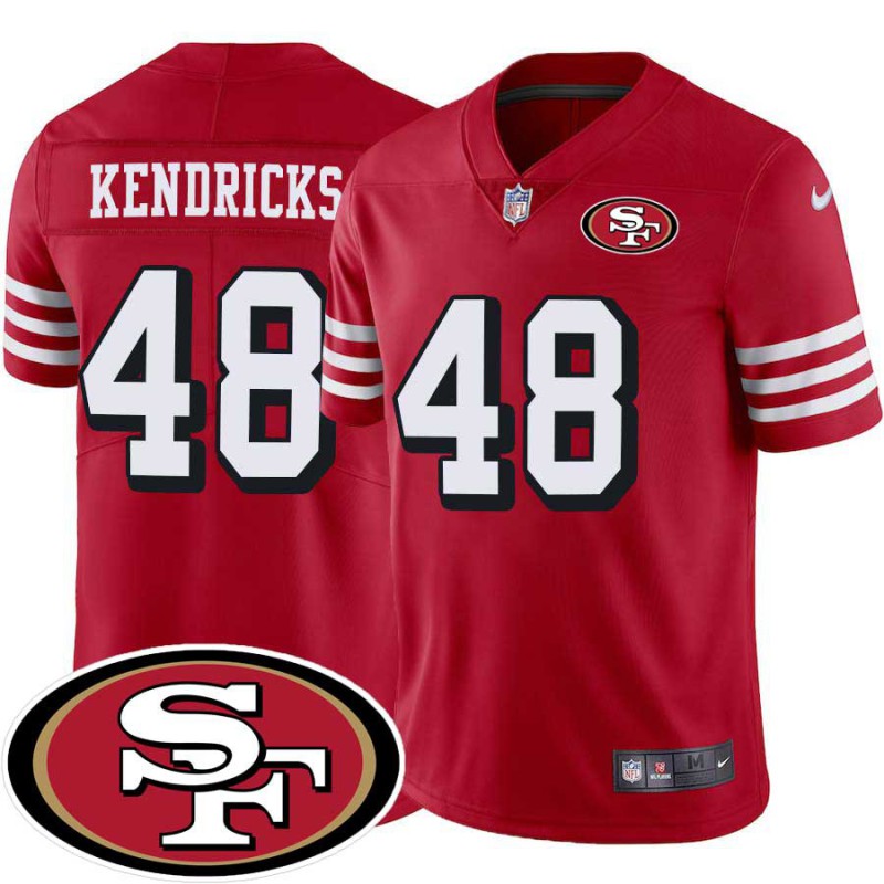 49ers #48 Mychal Kendricks SF Patch Jersey -Red2