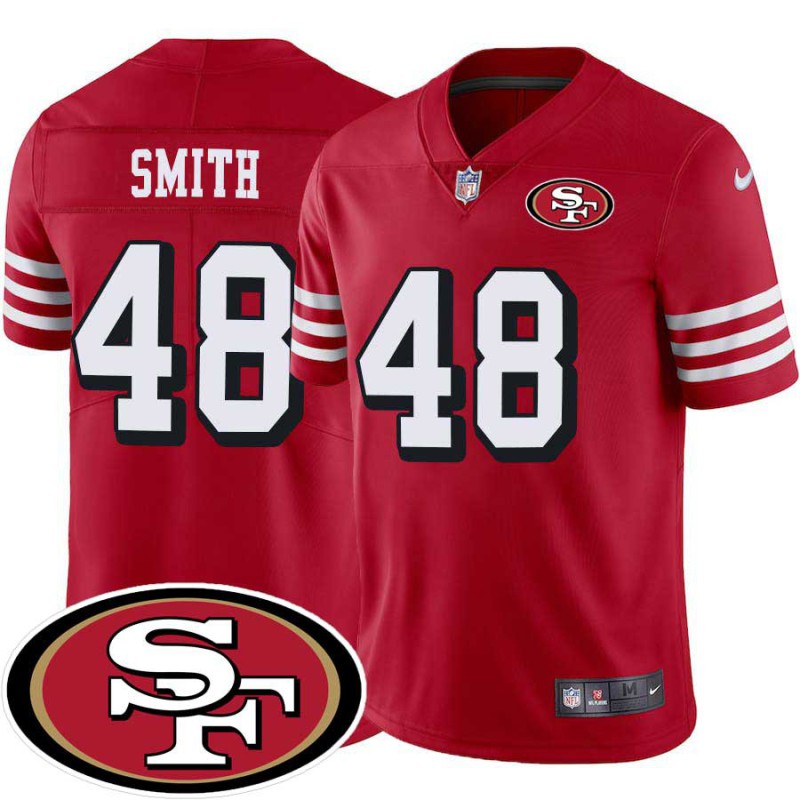 49ers #48 Trent Smith SF Patch Jersey -Red2