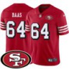 49ers #64 David Baas SF Patch Jersey -Red2