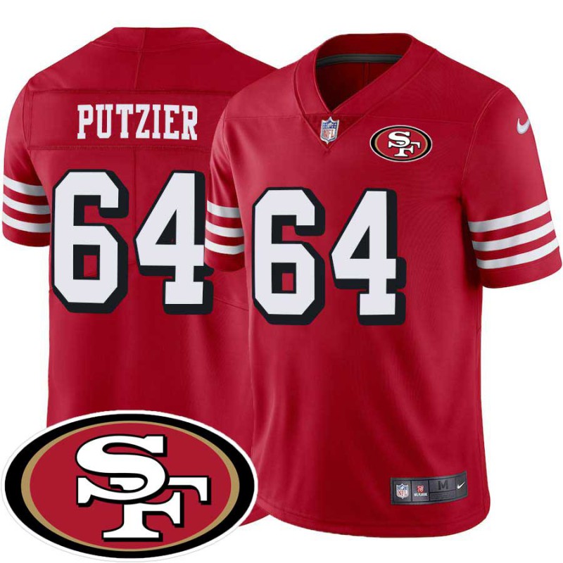 49ers #64 Rollin Putzier SF Patch Jersey -Red2