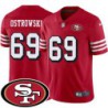 49ers #69 Phil Ostrowski SF Patch Jersey -Red2