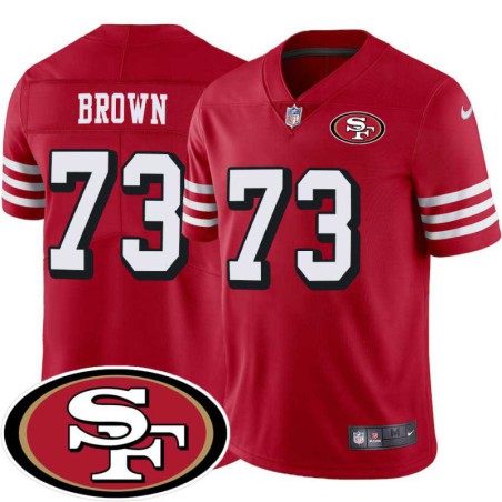 49ers #73 Hardy Brown SF Patch Jersey -Red2