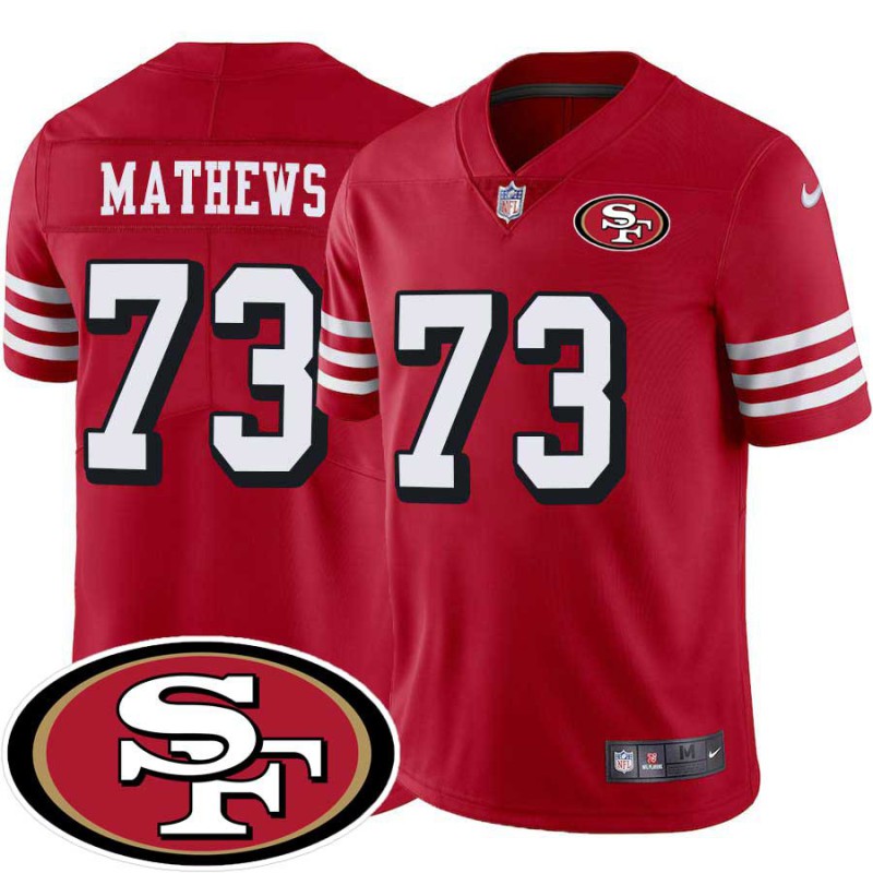 49ers #73 Ned Mathews SF Patch Jersey -Red2