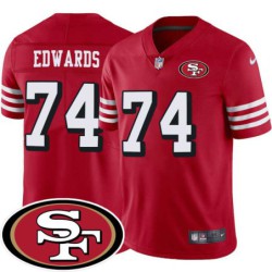 49ers #74 Earl Edwards SF Patch Jersey -Red2