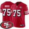 49ers #75 Clyde Brock SF Patch Jersey -Red2