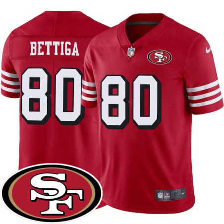 49ers #80 Mike Bettiga SF Patch Jersey -Red2