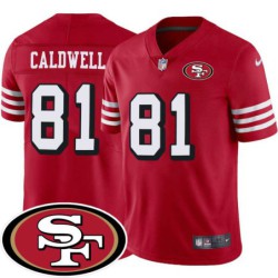 49ers #81 Mike Caldwell SF Patch Jersey -Red2