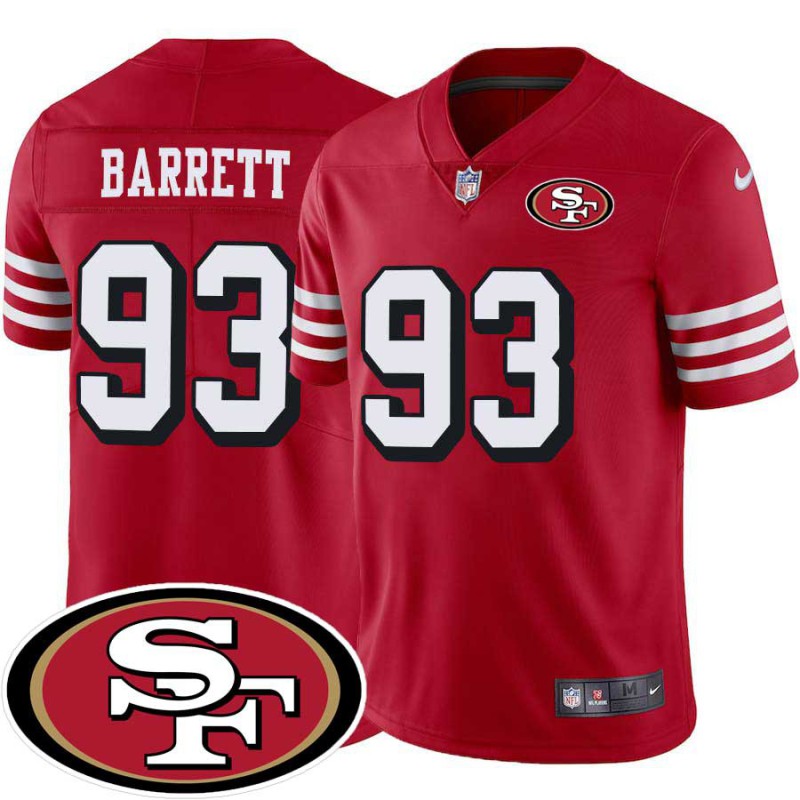 49ers #93 Alex Barrett SF Patch Jersey -Red2