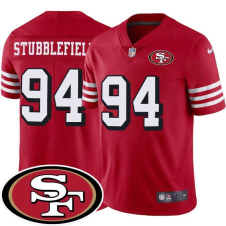 49ers #94 Dana Stubblefield SF Patch Jersey -Red2