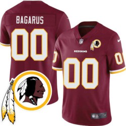 Steve Bagarus #00 Redskins Head Patch Burgundy Jersey