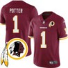 John Potter #1 Redskins Head Patch Burgundy Jersey