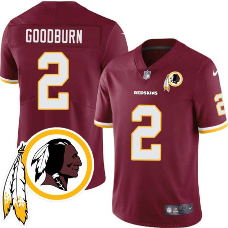 Kelly Goodburn #2 Redskins Head Patch Burgundy Jersey