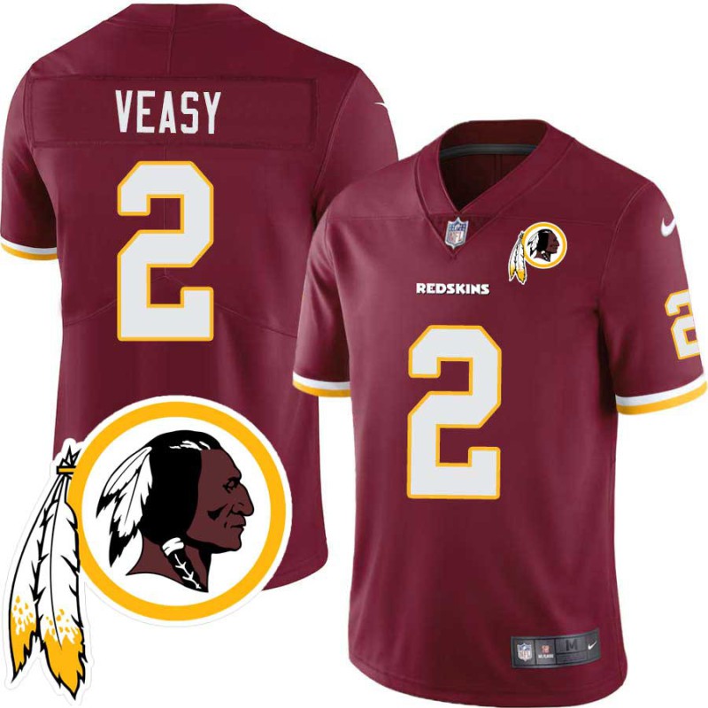 Jordan Veasy #2 Redskins Head Patch Burgundy Jersey