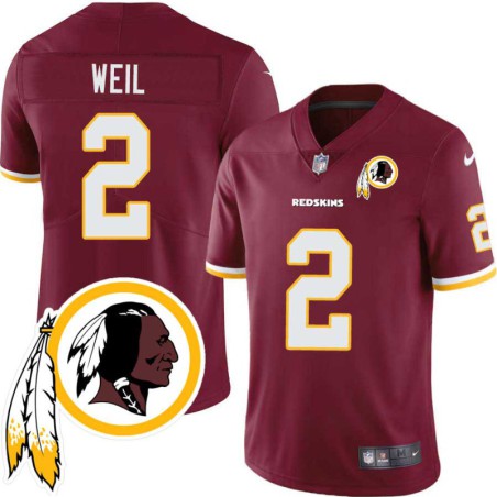 Jack Weil #2 Redskins Head Patch Burgundy Jersey