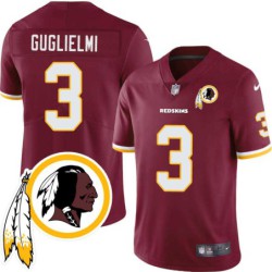 Ralph Guglielmi #3 Redskins Head Patch Burgundy Jersey