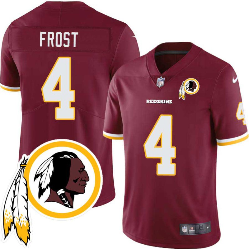 Derrick Frost #4 Redskins Head Patch Burgundy Jersey