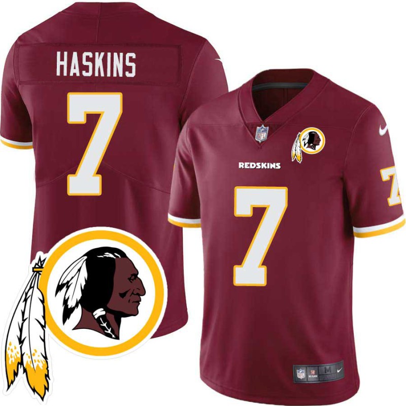 Dwayne Haskins #7 Redskins Head Patch Burgundy Jersey