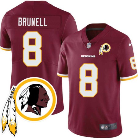 Mark Brunell #8 Redskins Head Patch Burgundy Jersey