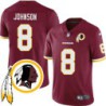 Josh Johnson #8 Redskins Head Patch Burgundy Jersey