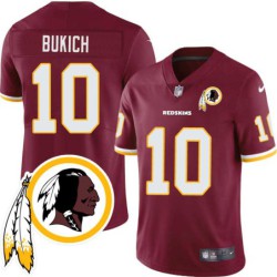 Rudy Bukich #10 Redskins Head Patch Burgundy Jersey