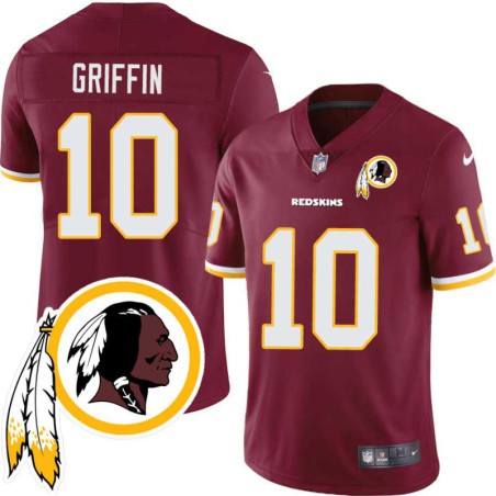 Robert Griffin III #10 Redskins Head Patch Burgundy Jersey