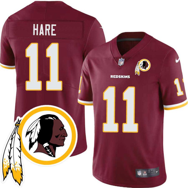 Cece Hare #11 Redskins Head Patch Burgundy Jersey